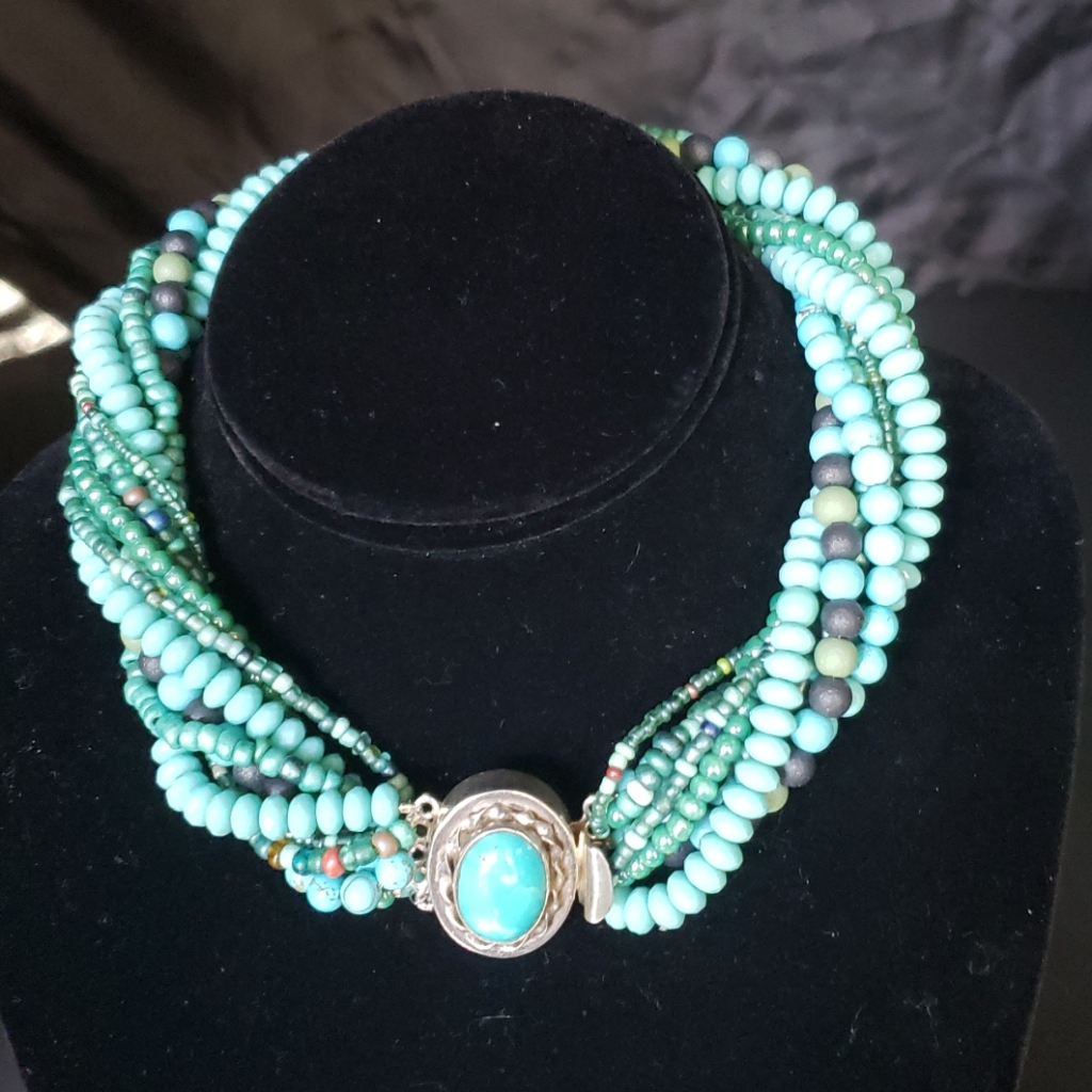 Multi Strand Turquoise Choker Necklace